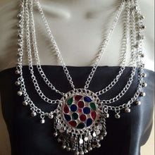 Load image into Gallery viewer, Vintage Silver Pendant Multilayer Bib Necklace