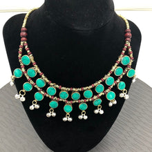 Load image into Gallery viewer, Ethnic Stone Necklace With Dangling Bells