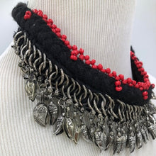 Load image into Gallery viewer, Tribal Choker With Red Beads and Dangling Leaf