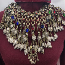 Load image into Gallery viewer, Oversized Bib Tribal Necklace With Multicolor Glass Stones