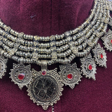 Load image into Gallery viewer, Vintage Multilayers Coins Necklace With Red Glass Stones