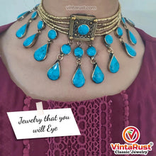 Load image into Gallery viewer, Tribal Stone Choker Necklace, Afghan Ethnic Choker