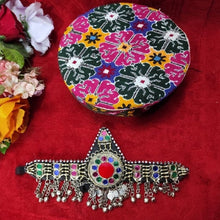 Load image into Gallery viewer, Afghan Multicolor Matha Patti With Cap,Red Afghan Headwear