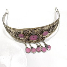 Load image into Gallery viewer, Ethnic Pink Stone Boho Girls Crown Necklace