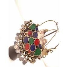 Load image into Gallery viewer, Silver Kuchi Bali Tribal Multicolor Earrings With Silver Bells