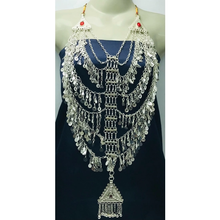 Load image into Gallery viewer, Tribal Necklace With Dangling Tassels and Big Pendant
