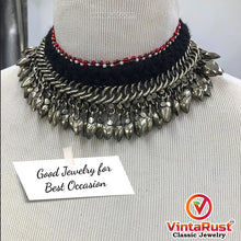 Load image into Gallery viewer, Afghan Choker Necklace with Silver Metal Heart Beads