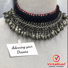 Load image into Gallery viewer, Afghan Choker Necklace with Silver Metal Heart Beads