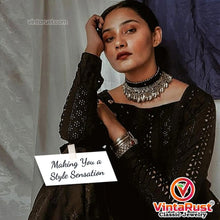 Load image into Gallery viewer, Handmade Afghan Choker Necklace with Silver Metal Heart Beads