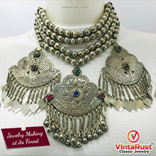 Load image into Gallery viewer, Vintage Layered Choker Necklace with Silver Metal Beads