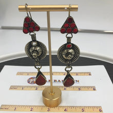 Load image into Gallery viewer, Ethnic Red Stone Dangle Earrings