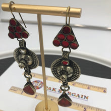Load image into Gallery viewer, Ethnic Red Stone Dangle Earrings