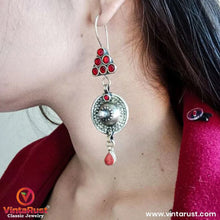 Load image into Gallery viewer, Ethnic Red Stone Dangle Earrings