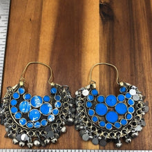Load image into Gallery viewer, Blue and Silver Hoop Style Earrings