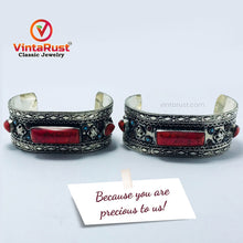 Load image into Gallery viewer, Tribal Kuchi Handcuff Bracelet With Stones and Beads