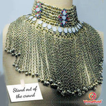 Load image into Gallery viewer, Silver Gypsy Choker Necklace With Long Dangling Bells