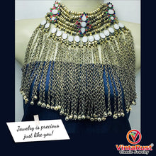 Load image into Gallery viewer, Silver Gypsy Choker Necklace With Long Dangling Bells