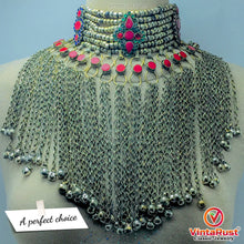Load image into Gallery viewer, Silver Gypsy Choker Necklace With Long Dangling Bells