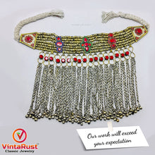 Load image into Gallery viewer, Silver Gypsy Choker Necklace With Long Dangling Bells