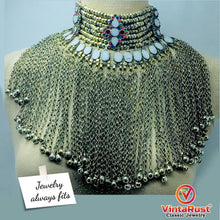 Load image into Gallery viewer, Silver Gypsy Choker Necklace With Long Dangling Bells