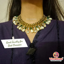 Load image into Gallery viewer, Handmade Tribal Metal Choker Necklace with Pearls