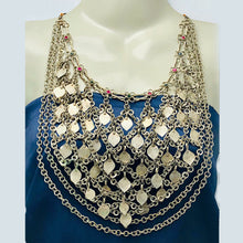 Load image into Gallery viewer, Silver Gypsy Kuchi Necklace With Multilayers Chain And Tassels