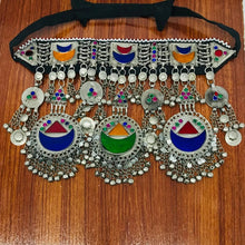 Load image into Gallery viewer, Handcrafted Tribal Choker Necklace Featuring Multicolor Glass Stones