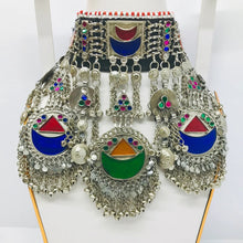 Load image into Gallery viewer, Handcrafted Tribal Choker Necklace Featuring Multicolor Glass Stones