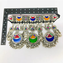 Load image into Gallery viewer, Handcrafted Tribal Choker Necklace Featuring Multicolor Glass Stones