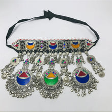 Load image into Gallery viewer, Handcrafted Tribal Choker Necklace Featuring Multicolor Glass Stones