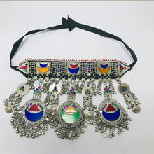 Load image into Gallery viewer, Handcrafted Tribal Choker Necklace Featuring Multicolor Glass Stones