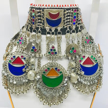 Load image into Gallery viewer, Handcrafted Tribal Choker Necklace Featuring Multicolor Glass Stones