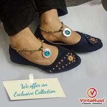 Load image into Gallery viewer, Tribal Coins and Glass Stone Bells Anklet Pair