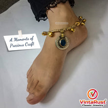 Load image into Gallery viewer, Tribal Coins and Glass Stone Bells Anklet Pair