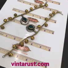 Load image into Gallery viewer, Tribal Coins and Glass Stone Bells Anklet Pair