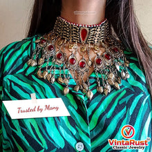 Load image into Gallery viewer, Antique Handmade Choker Necklace with Glass Stones