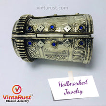 Load image into Gallery viewer, Antique Afghan Cuff Bracelet With Blue Glass Stones