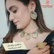 Load image into Gallery viewer, Antique Gold Tone Coins Jewelry Set