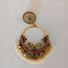 Load image into Gallery viewer, Antique Oxidized Small Pearls Massive Dangle Earrings