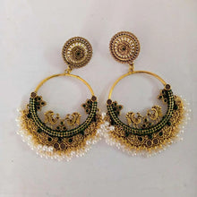 Load image into Gallery viewer, Antique Oxidized Small Pearls Massive Dangle Earrings