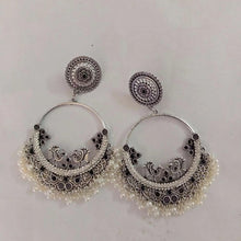 Load image into Gallery viewer, Antique Oxidized Small Pearls Massive Dangle Earrings