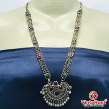 Load image into Gallery viewer, Antique Pendant Necklace Inlaid With Red and Green Glass Stones