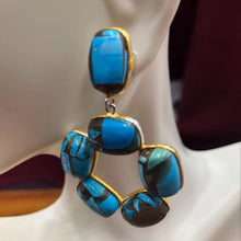 Load image into Gallery viewer, Antique Turquoise Hoop Earrings