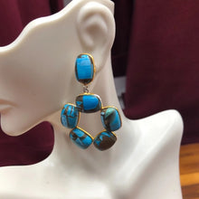 Load image into Gallery viewer, Antique Turquoise Hoop Earrings