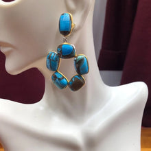 Load image into Gallery viewer, Antique Turquoise Hoop Earrings