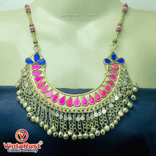 Load image into Gallery viewer, Beaded Chain Choker Necklace With Pink Glass Stones