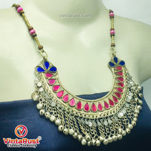 Load image into Gallery viewer, Beaded Chain Choker Necklace With Pink Glass Stones