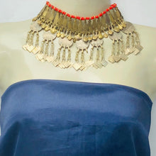 Load image into Gallery viewer, Rustic Choker Necklace with Golden Metal Motifs and Vintage Coins