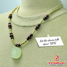 Load image into Gallery viewer, Metal and Wooden Beaded Chain Necklaces With Stone