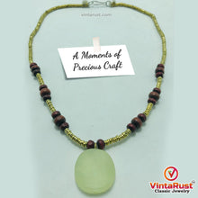 Load image into Gallery viewer, Metal and Wooden Beaded Chain Necklaces With Stone